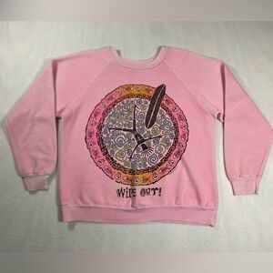 Vintage 80s Wipe Out Surf Wave wear Sweatshirt Size M/L USA Made Pink RARE